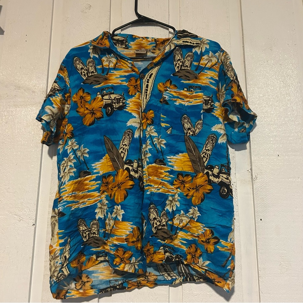 Ingear Blue and Orange Casual Button Down Shirt